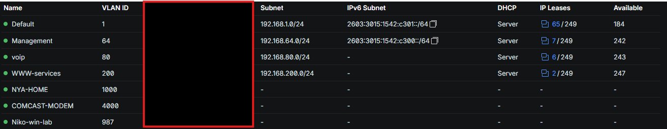 Diagram showing separate VLANs or subnets in a home lab